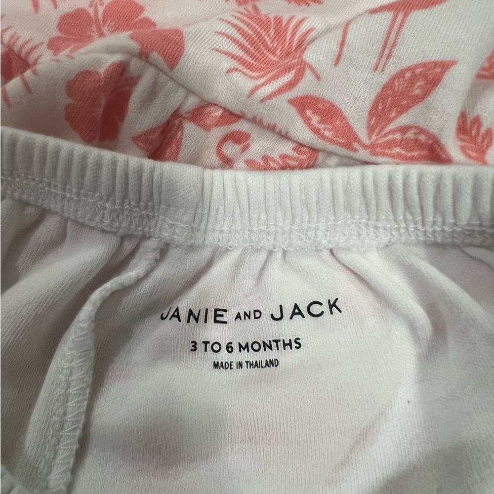 Janie and Jack White & Coral Flamingo Print Dress and Bloomer Set NWOT 3-6 Mos - Picture 5 of 8